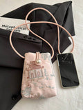 Side profile of Chic Summer Embroidered Pearl Phone Bag – Stylish Casual Crossbody for Women in Pink color