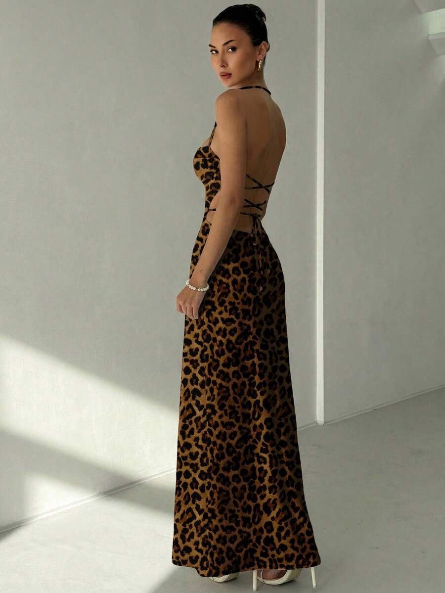 Pink orange ombre maxi dress side view