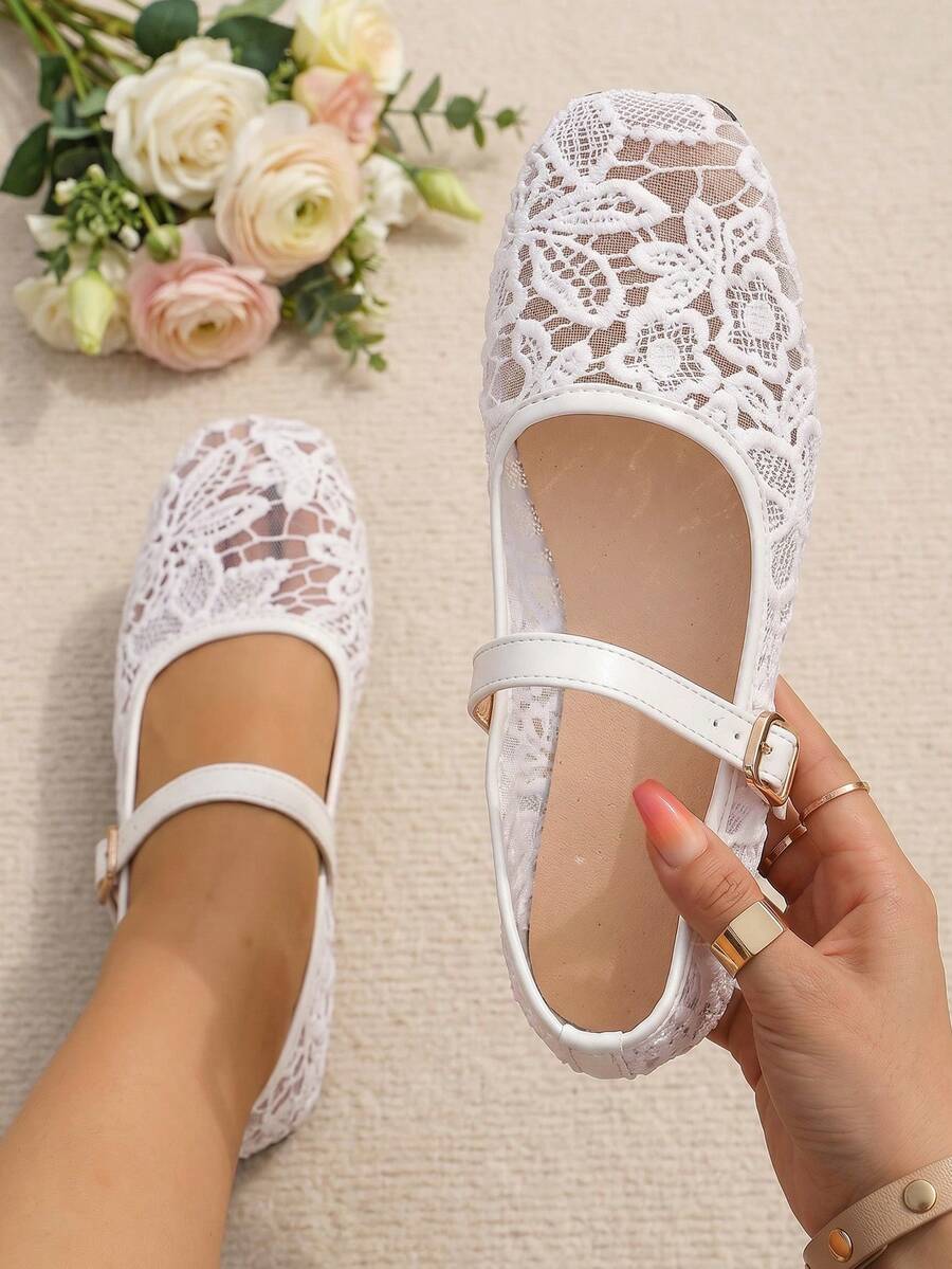 mesh sequin Mary Jane ballet flats image 34 showing visible shoe design, texture, strap, heel or flat sole details