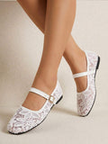 mesh sequin Mary Jane ballet flats image 35 showing visible shoe design, texture, strap, heel or flat sole details