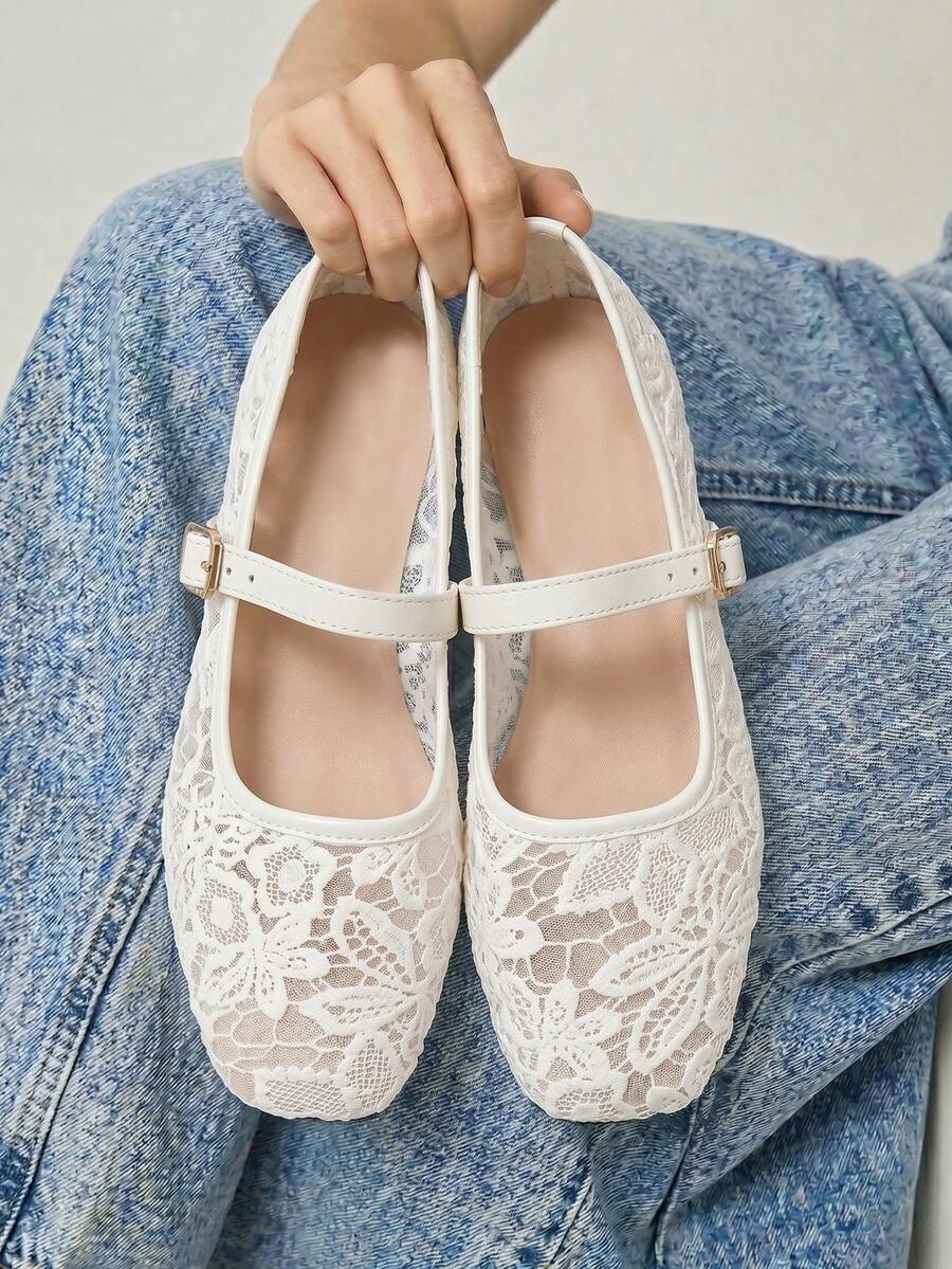 mesh sequin Mary Jane ballet flats image 36 showing visible shoe design, texture, strap, heel or flat sole details