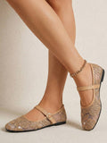 mesh sequin Mary Jane ballet flats image 45 showing visible shoe design, texture, strap, heel or flat sole details
