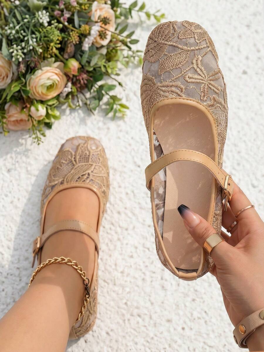 mesh sequin Mary Jane ballet flats image 44 showing visible shoe design, texture, strap, heel or flat sole details