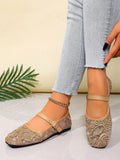 mesh sequin Mary Jane ballet flats image 47 showing visible shoe design, texture, strap, heel or flat sole details