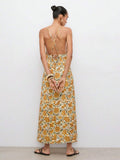 Chic Floral Print Spaghetti Strap Midi Dress for Effortless Vacation Style