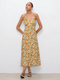 Chic Floral Print Spaghetti Strap Midi Dress for Effortless Vacation Style