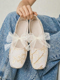 mesh sequin Mary Jane ballet flats image 10 showing visible shoe design, texture, strap, heel or flat sole details