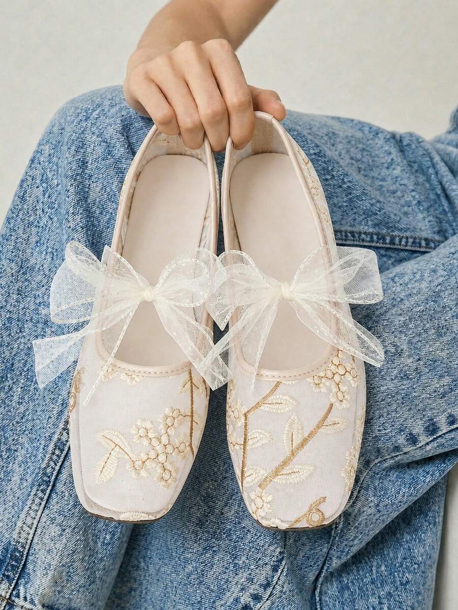 mesh sequin Mary Jane ballet flats image 10 showing visible shoe design, texture, strap, heel or flat sole details