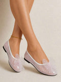 mesh sequin Mary Jane ballet flats image 5 showing visible shoe design, texture, strap, heel or flat sole details