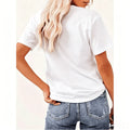 Back view of white relaxed crewneck cotton T-shirt with plain finish