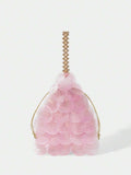Pink mermaid scale handbag with overlapping round paillettes