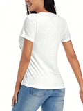 Back view of white loose-fit short sleeve cotton T-shirt with plain finish
