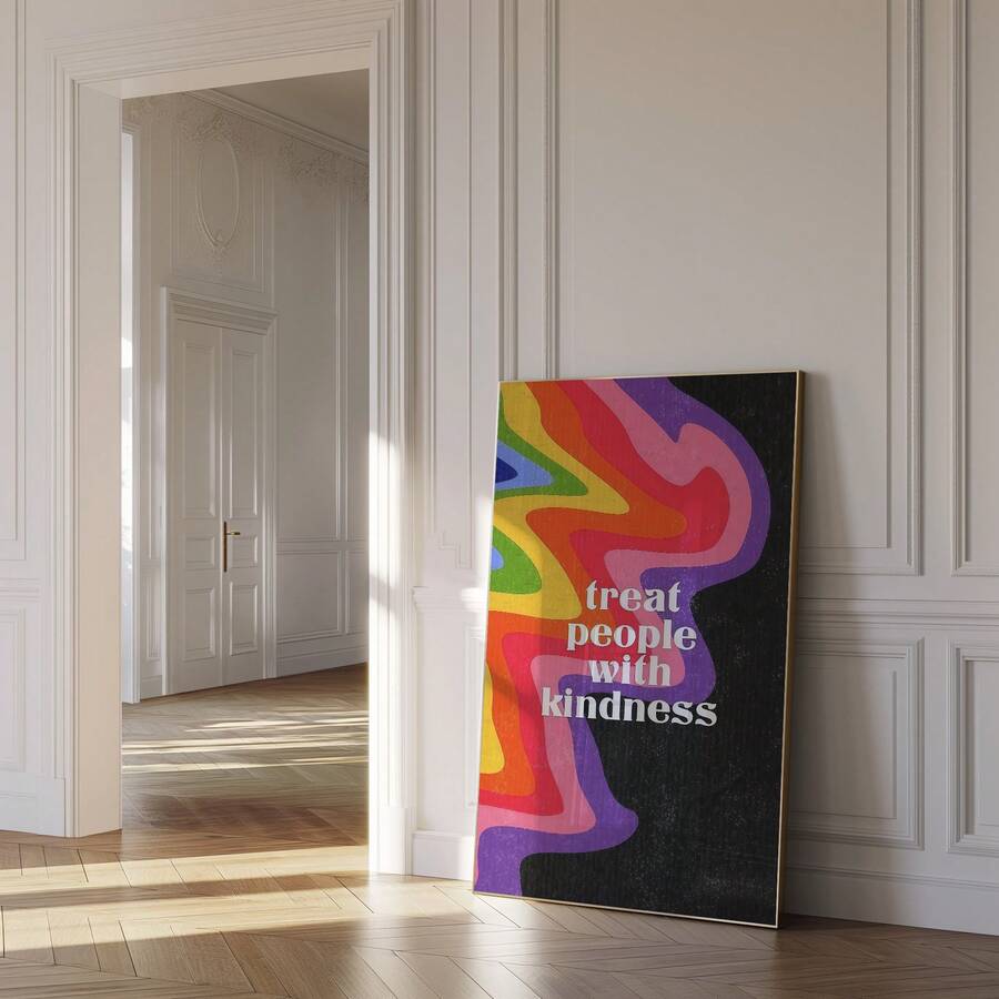 Treat People With Kindness wall art in hallway-style mockup