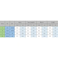 Size chart for red hooded Little Red Riding Hood costume dress