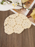 Ivory granny square flower crochet cap with rhinestone centers