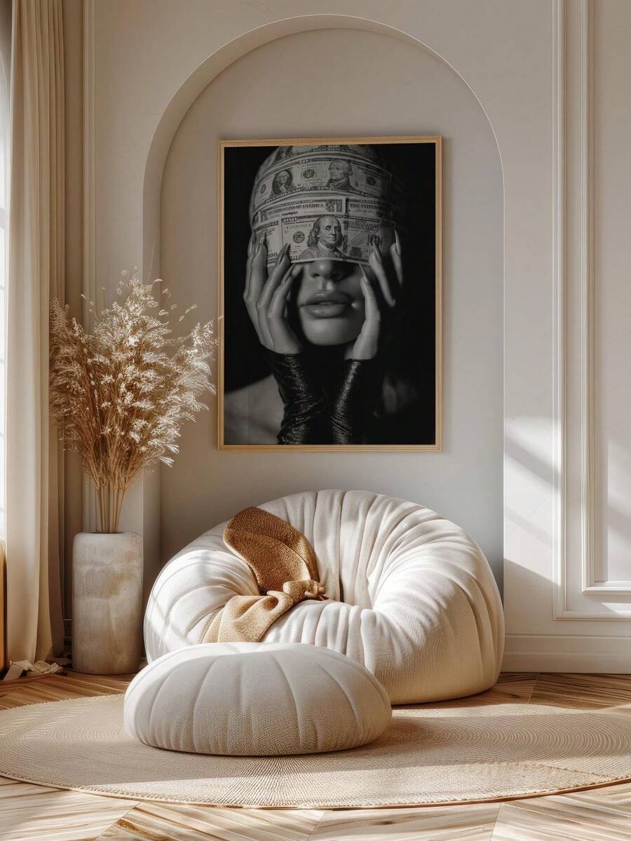 Money-themed glam wall art variant with editorial styling