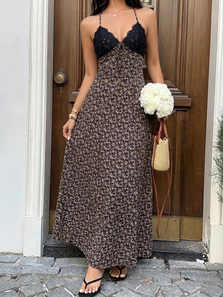 Capture effortless elegance with this blue plaid halter maxi dress, designed to blend classic charm with modern sophistication.