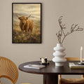 Canvas back and black frame detail for Highland cow artwork
