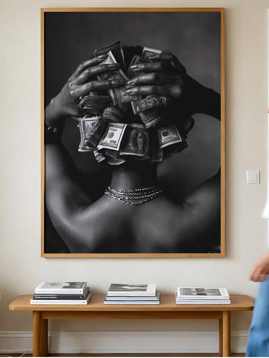Contemporary cash-inspired canvas artwork for modern interiors
