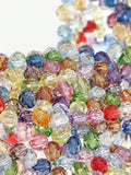 Multicolor novelty beaded bag showing rounded crescent body and sparkle texture