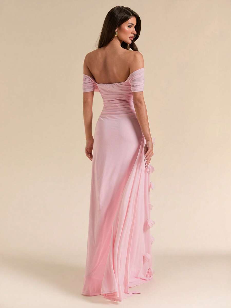 Create a graceful and romantic look with this Elegant Soft Pink Off-Shoulder Ruched Dress, designed for women who love timeless femininity and sophisticated style. Featuring a delicate off-shoulder neckline, flattering ruched detailing, and a beautiful soft pink hue, this dress enhances your silhouette while adding an elegant touch to any occasion.