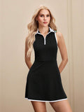 collared half zip sleeveless tennis golf mini dress with contrast trim image 6