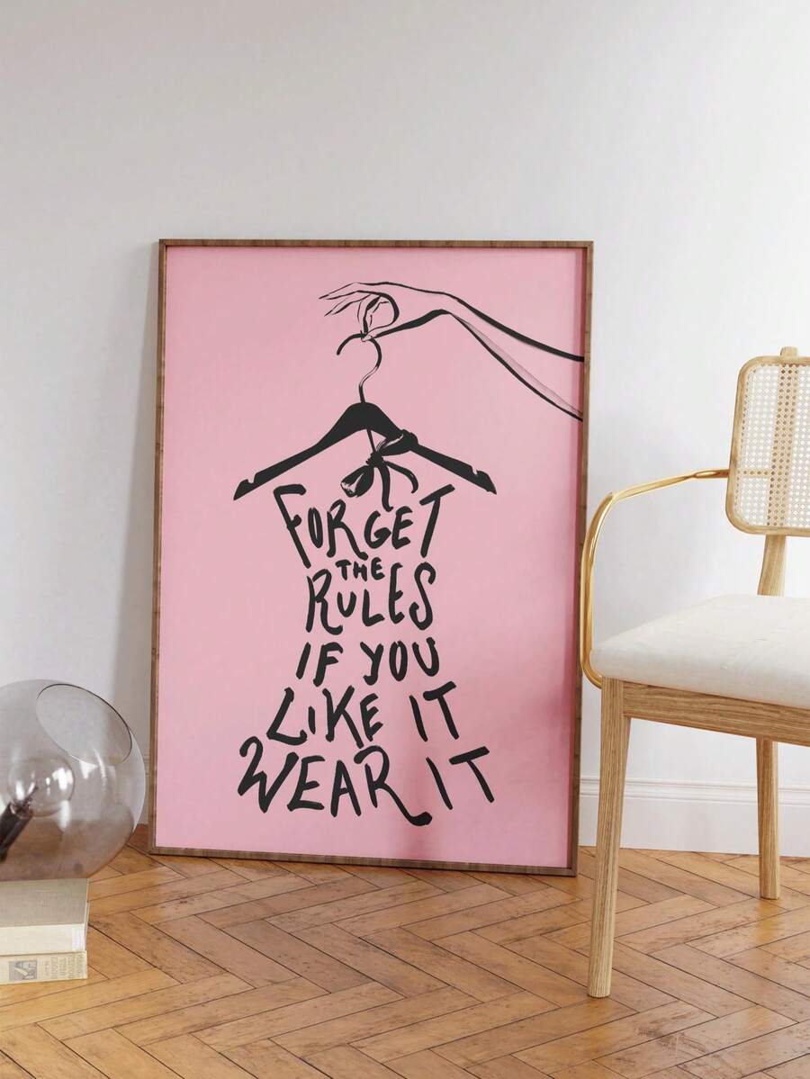 Pink fashion wall art displayed in a modern room