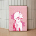 Pink profile portrait wall decor with white border