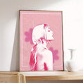 Retro pink music-inspired canvas with halftone accents