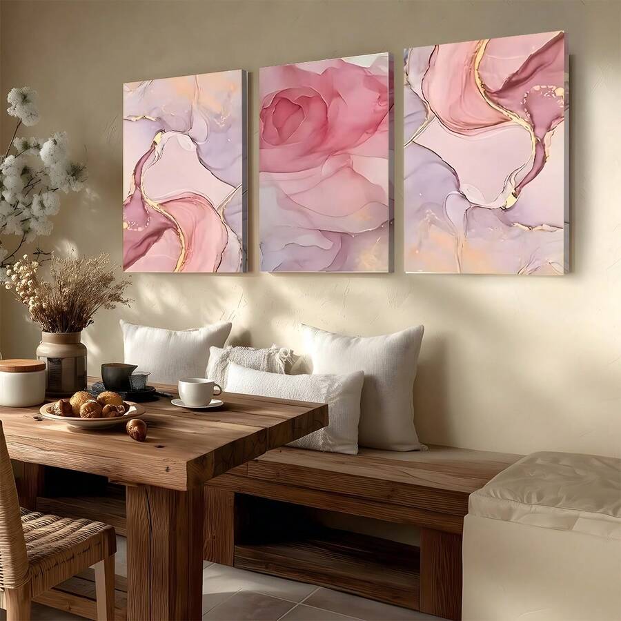 Soft glam marble canvas decor for bedroom or dining area