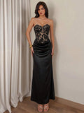 Close-up front view of ivory eyelash lace corset bodice with boning