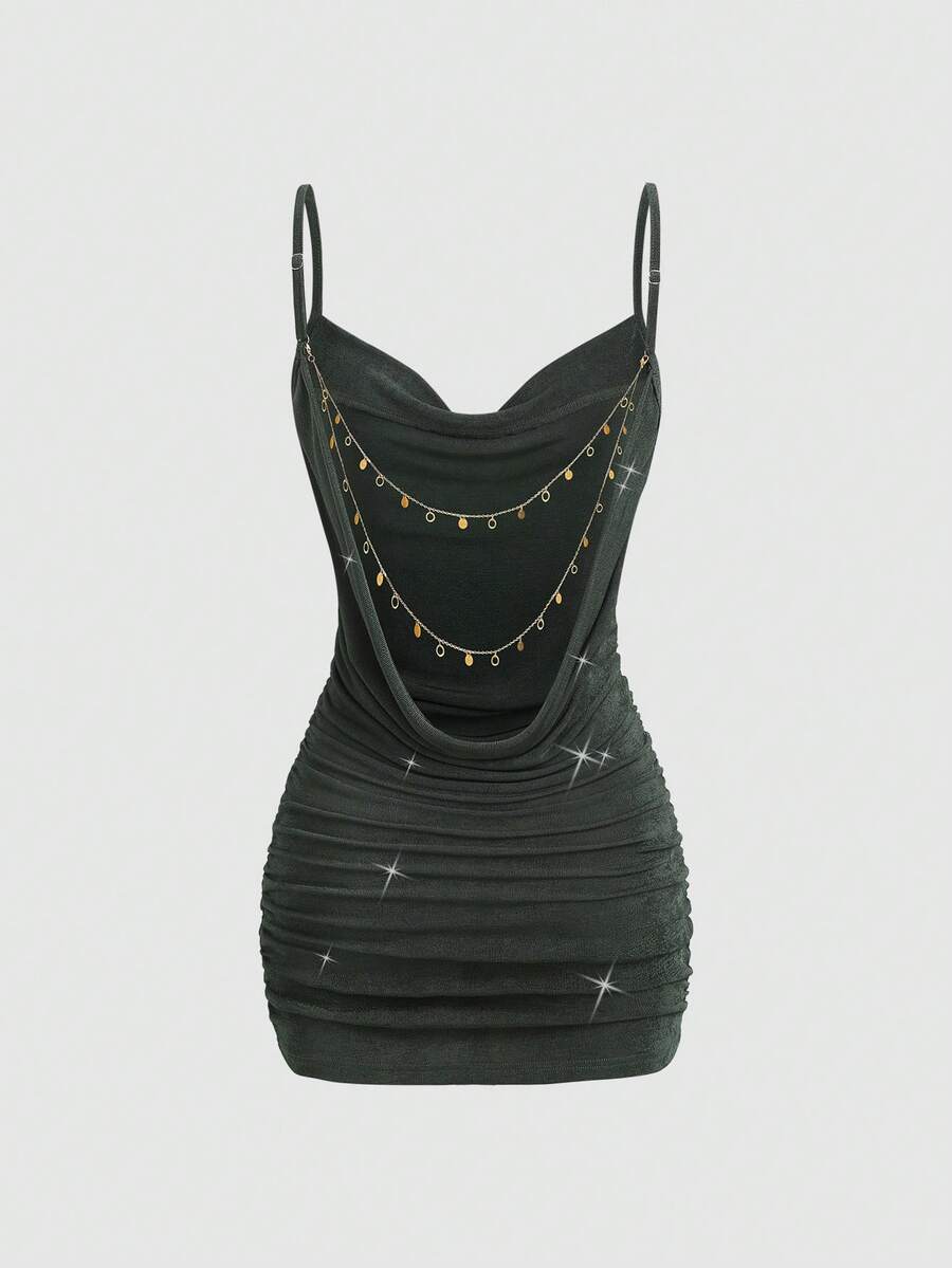 Cadet blue fitted mini dress with slim silhouette