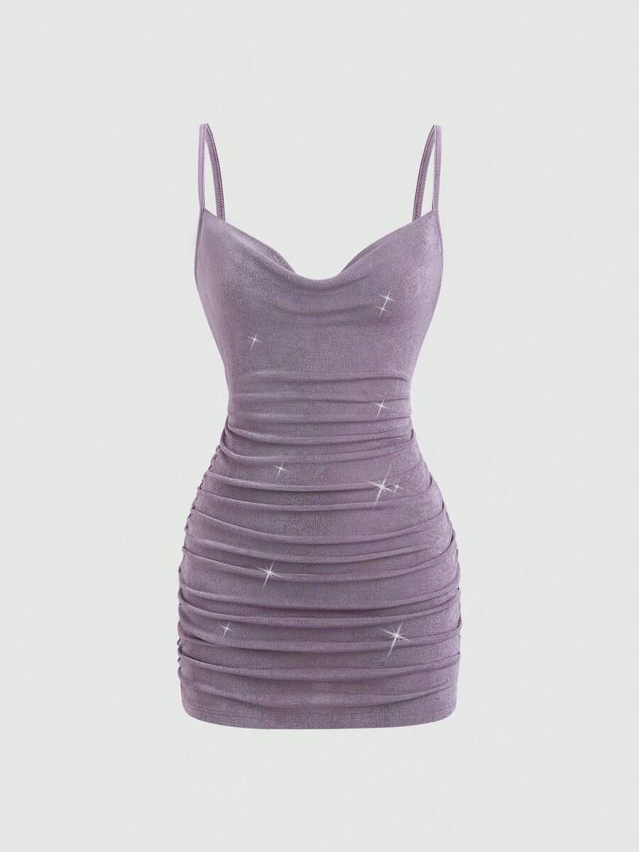 Multicolor ruched backless mini dress for party styling