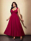 Elevate your occasion wardrobe with this plus size burgundy knit dress, designed to combine a flattering fit with elegant feminine details. Featuring a twisted neckline, delicate lace straps, and a rich burgundy hue, this dress creates a polished silhouette with a touch of romantic charm. The soft knit fabric offers comfortable stretch and an easy fit, making it suitable for parties, date nights, dinners, weddings, birthday celebrations, and other special occasions.