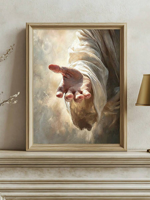Jesus reaching hand neutral Christian religious canvas print