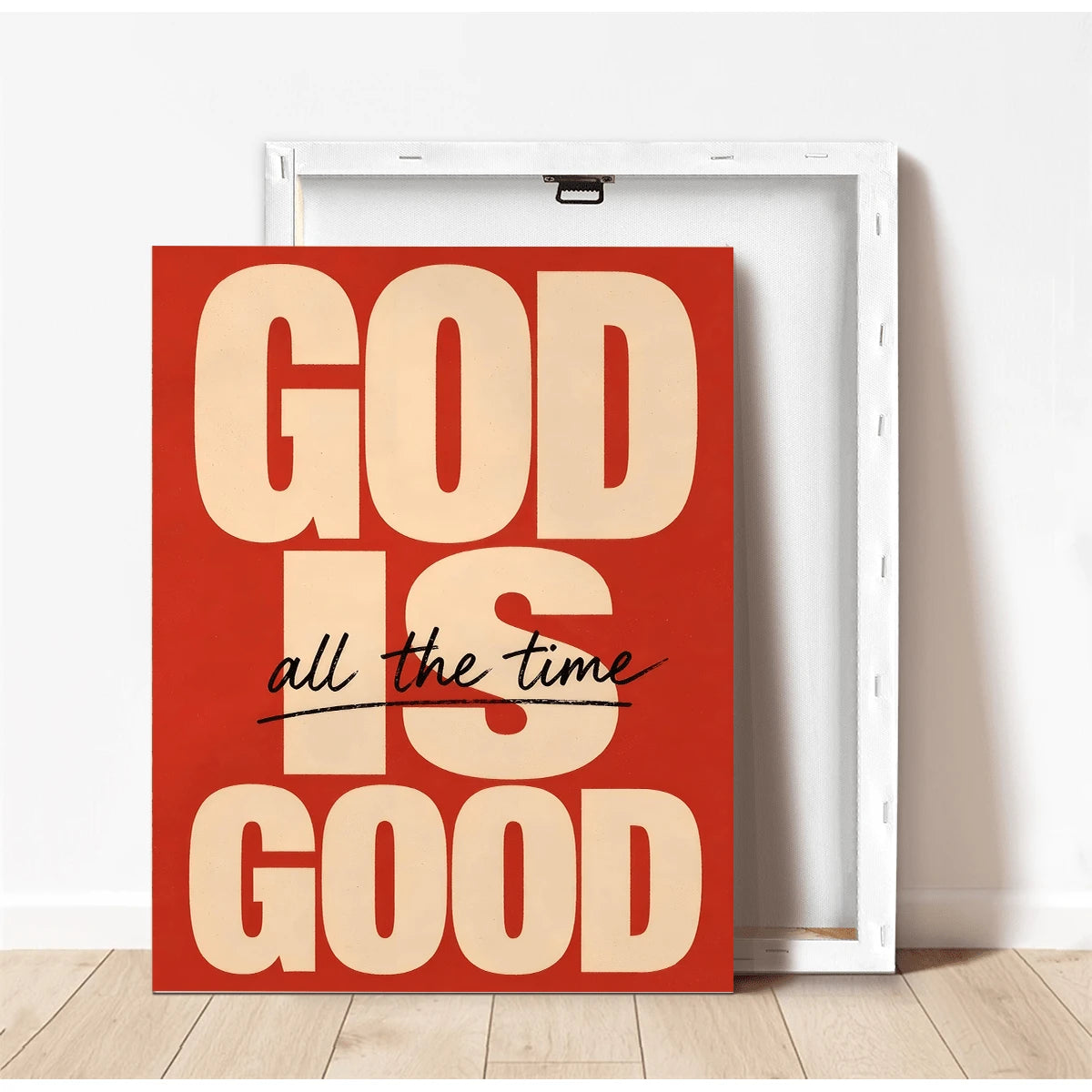 Unframed God Is Good canvas wall art shown in portrait format