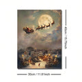 Unframed Santa sleigh canvas artwork with 30 by 40 cm size guide.