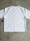 Plain back view of white loose-fit Christian T-shirt