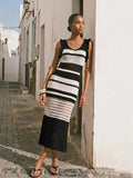 Women's Colorblock Ruffle V-Neck Sweater Dress - Perfect for Summer Beach Vacations 
