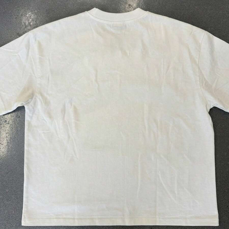 Plain back view of white Christian graphic T-shirt