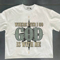 White God Is With Me compass graphic T-shirt front flat lay