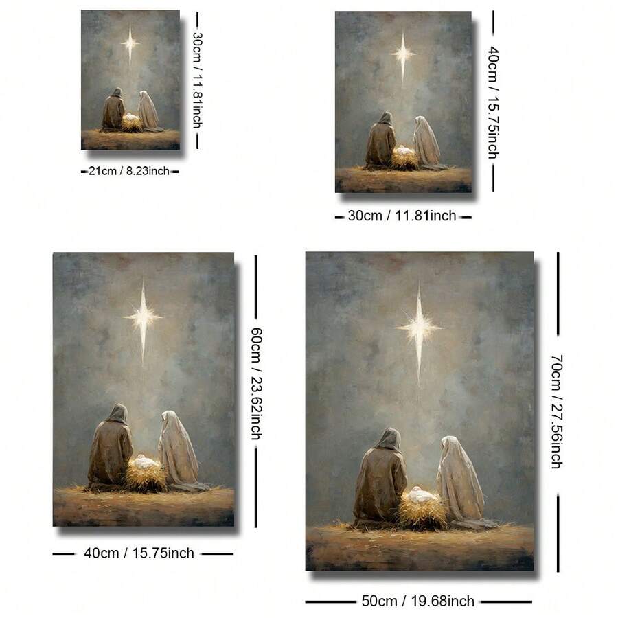 Celebrate the birth of Jesus with Christmas Nativity canvas wall art featuring the Holy Family, a meaningful accent for faith filled holiday decor.