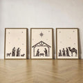 3 Piece Vintage Nativity Wall Art Set, Christian Christmas Canvas Prints