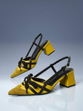 Silver and white colorblock pointed toe slingback pump