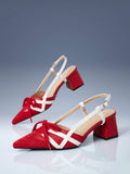 Red colorblock slingback heel with black outsole