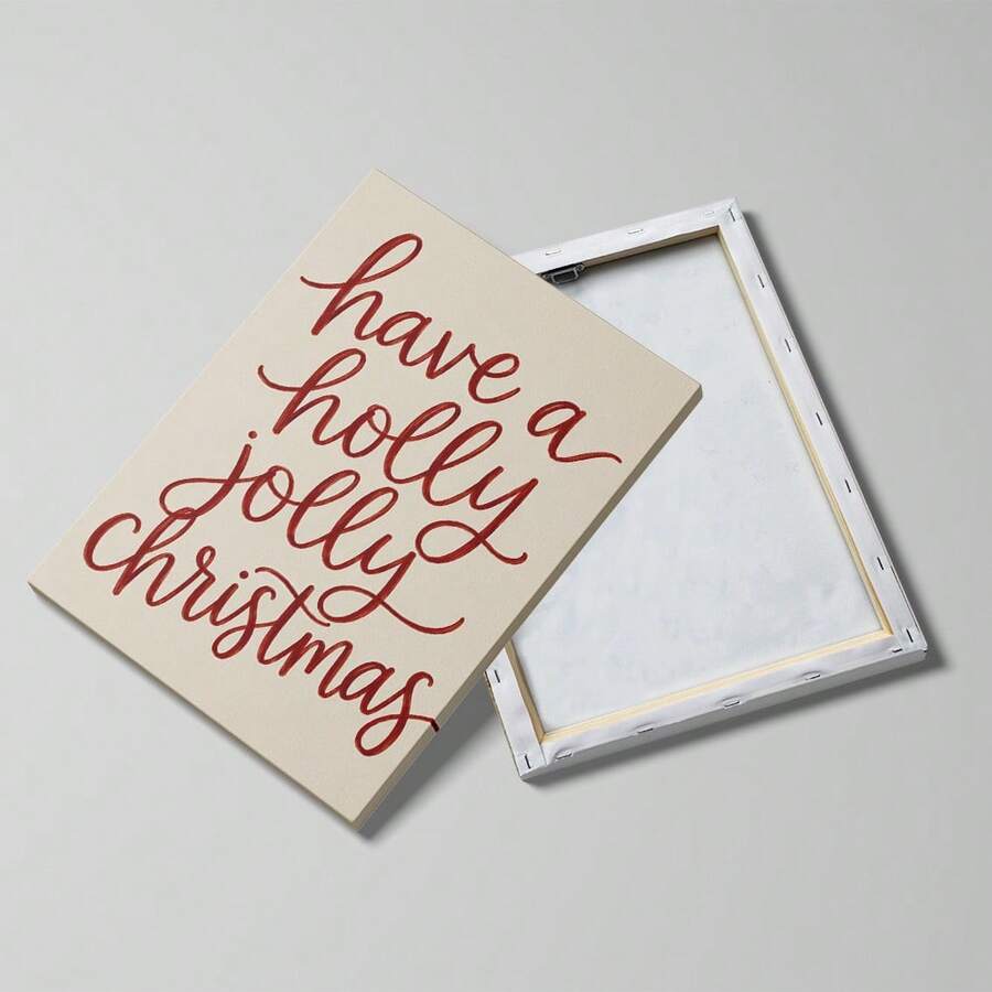 Three panel Holly Jolly Christmas wreath canvas art set