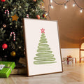 Abstract green Christmas tree canvas with red star