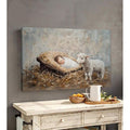 Celebrate Christ's birth with Holy Family Nativity canvas wall art, a meaningful Christian Christmas oil painting for faith filled holiday decor.