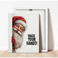 Rear view of unframed Santa canvas print showing white stretched canvas construction