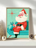 Decorate for the holidays with a Retro Christmas Cat Canvas Poster featuring vintage Santa and tree art, perfect for cat lovers and mid century homes.